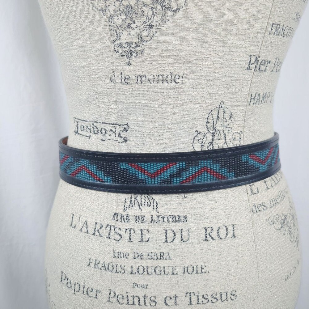 Vintage Cowboy Legends Western Black Leather Belt Small Buckle - Picture 5 of 8